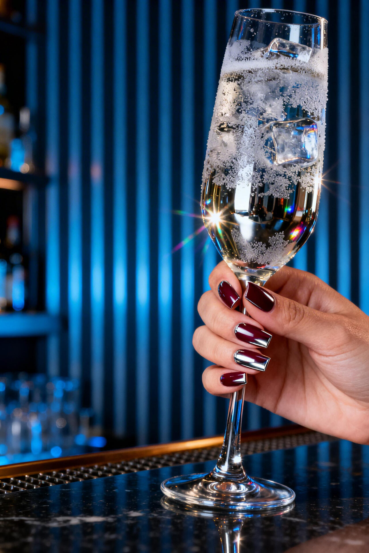 Dark Red Cat Eye Nails - burgundy wine chrome