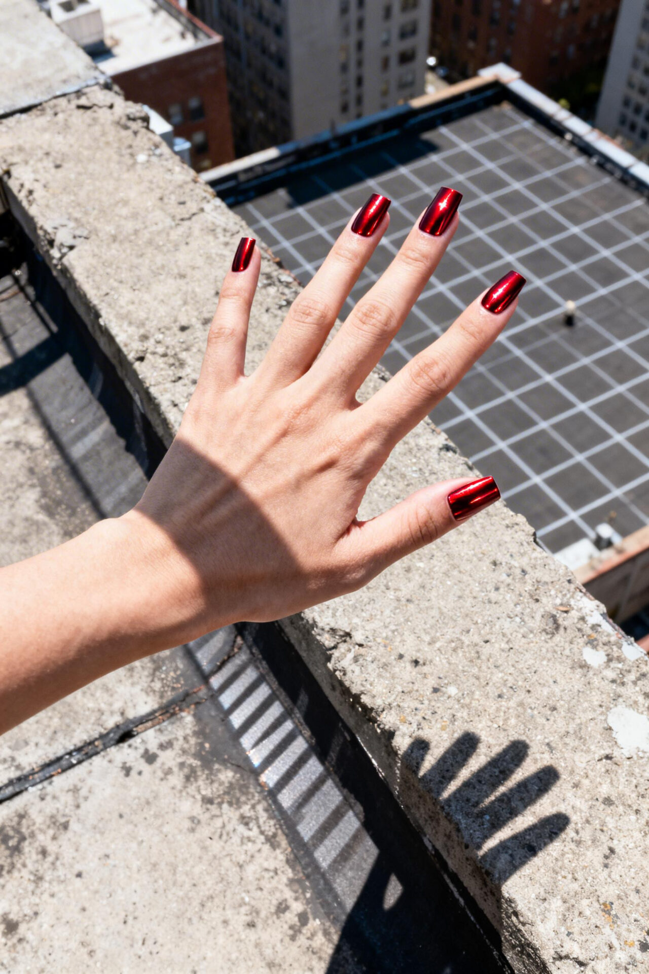 Burgundy Cat Eye Nails - blood red modern square