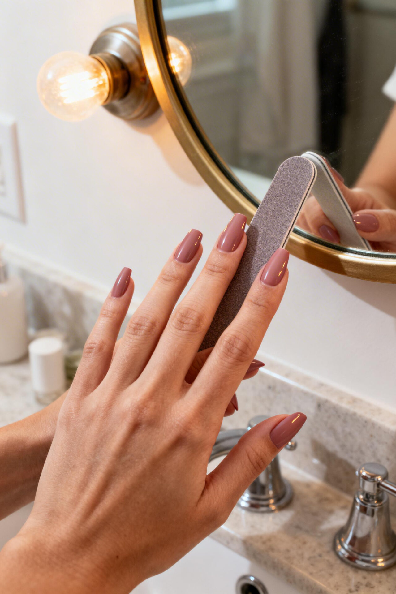 Pretty Almond Nails - dusty rose matte