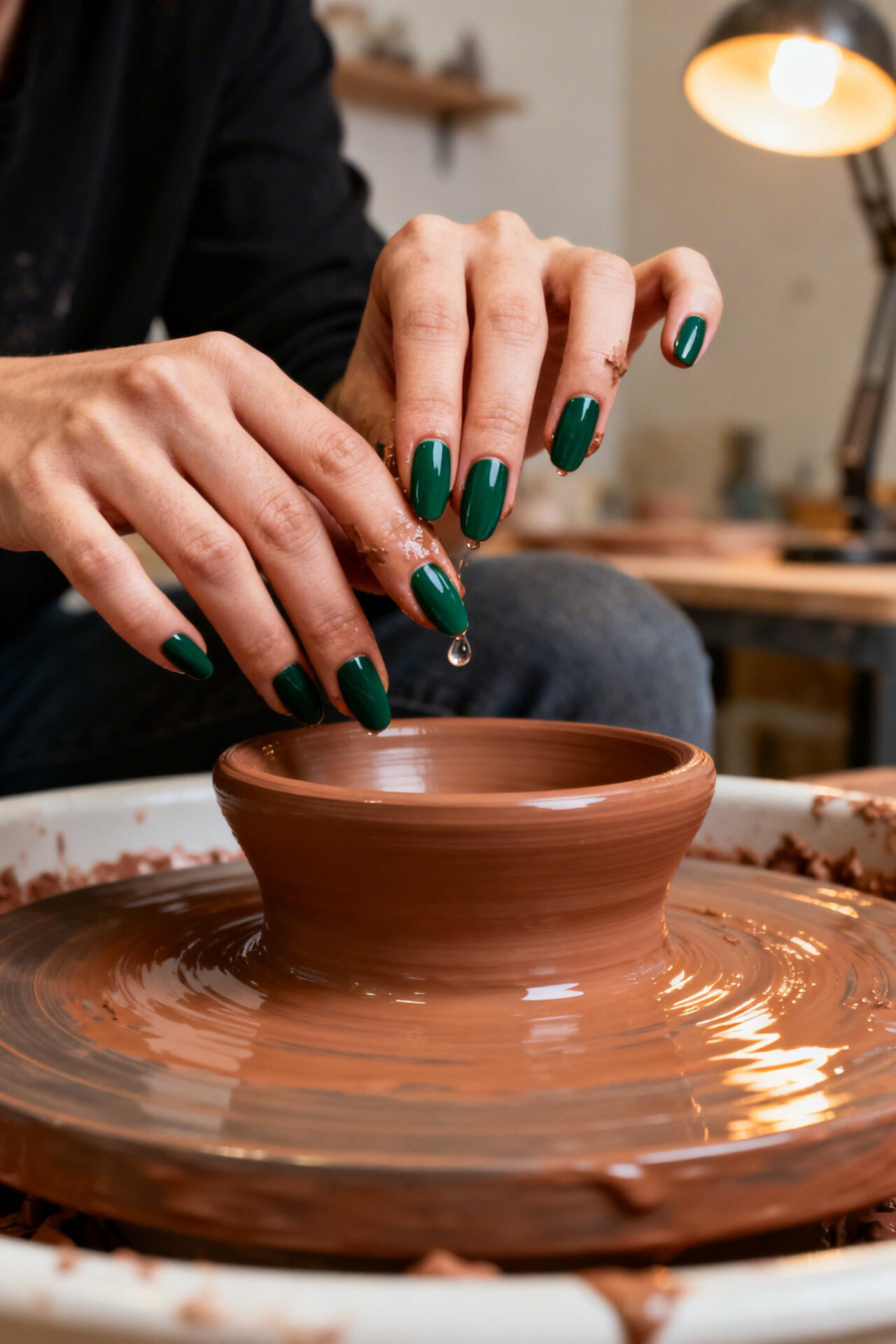 emerald matte almond nails