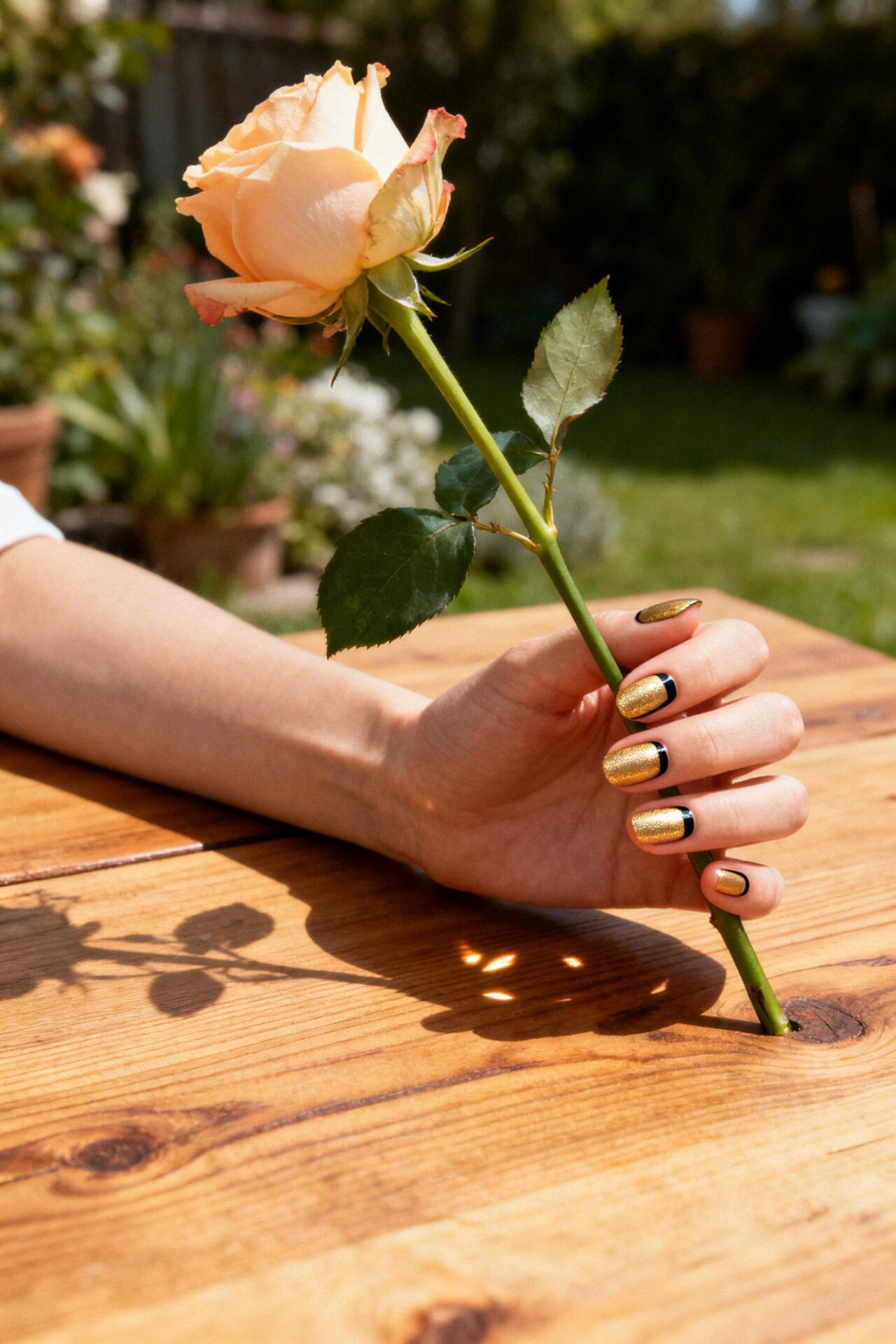 Gold Cat Eye Nails champagne gel polish satin
