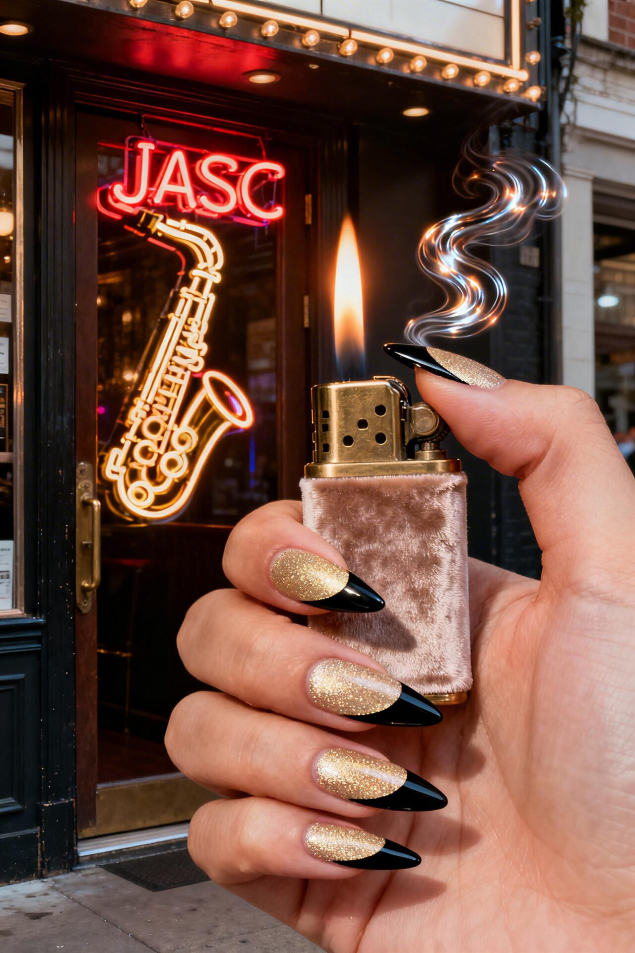 Gold Cat Eye Nails champagne gel stiletto