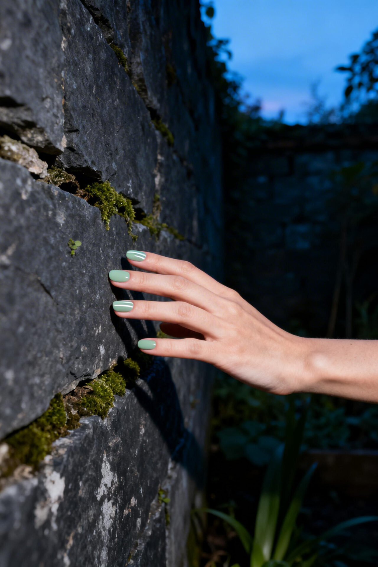 Blue Cat Eye Nails - pistachio matte