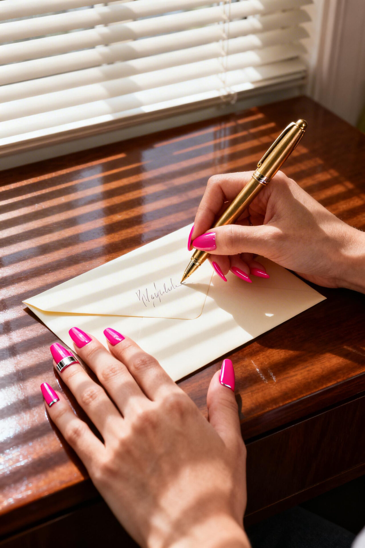 Hot Pink Cat Eye Nails chrome coffin