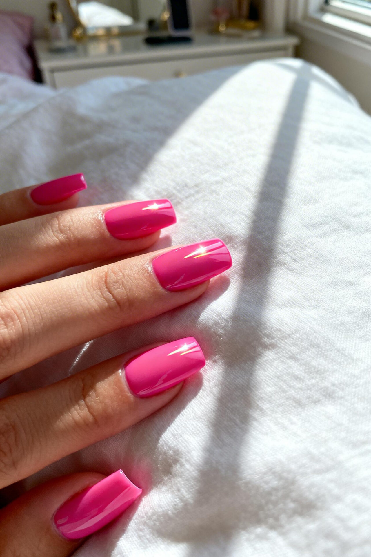 Milky Pink Nails - electric gloss
