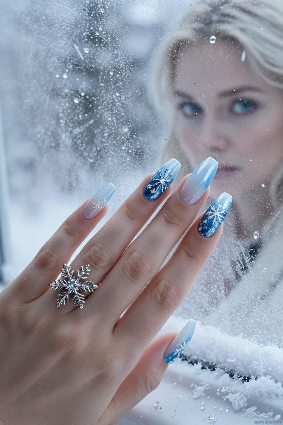 Ice Nails Ideas featuring crystalline palace architecture with structured ice formations