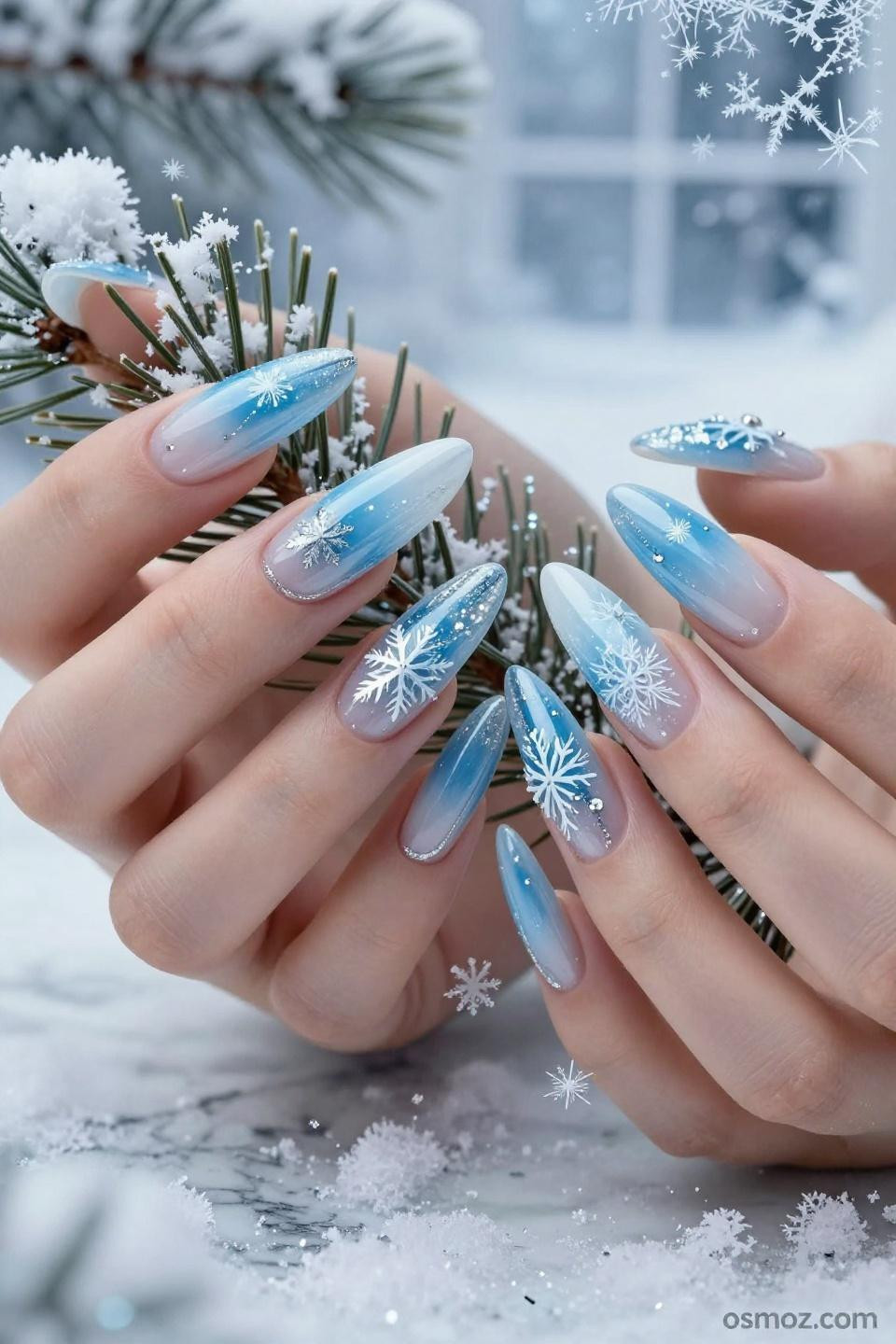 Icicle Nails featuring mirror chrome finish with reflective perfection and metallic shimmer