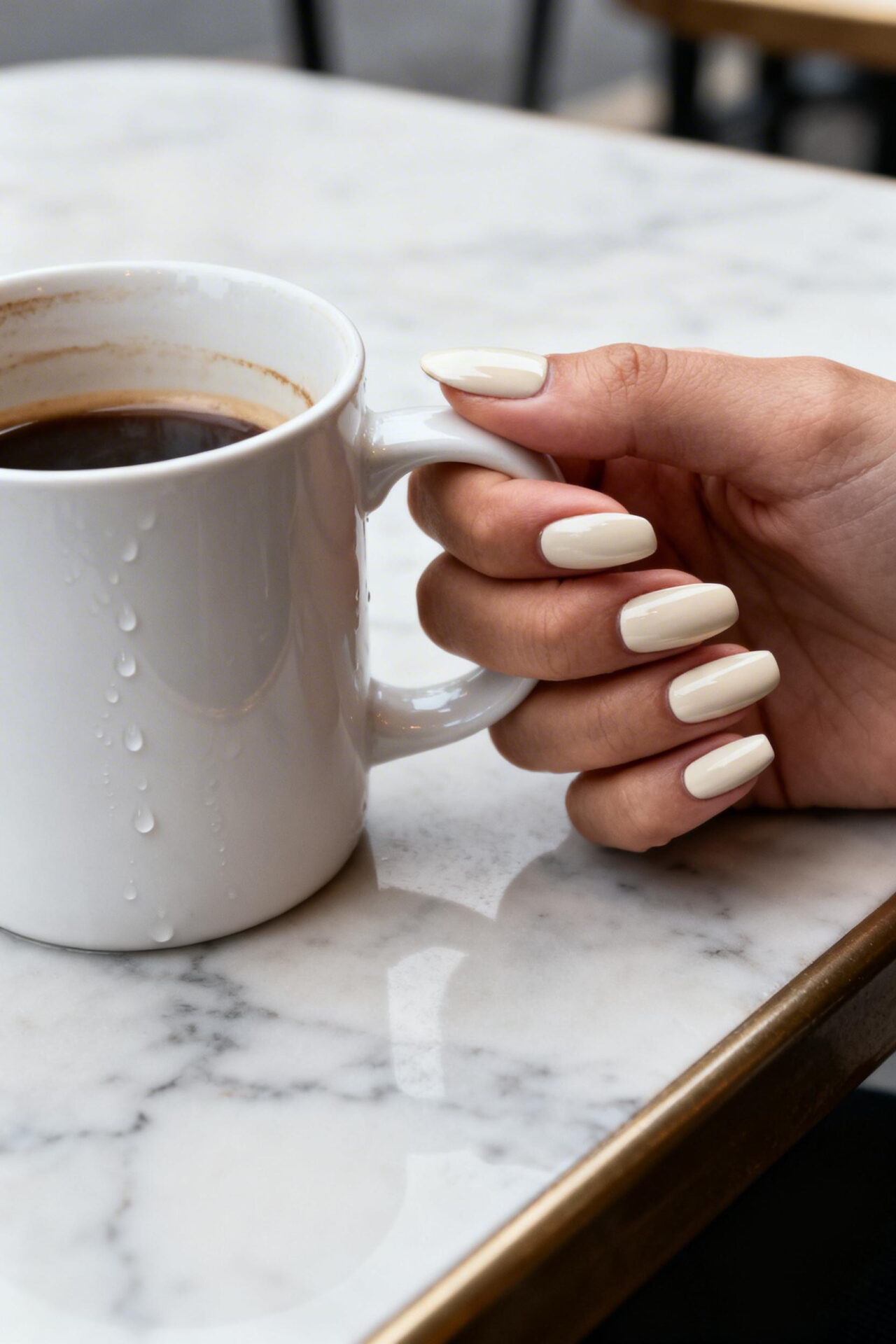 Classy Nude Nails - ivory satin