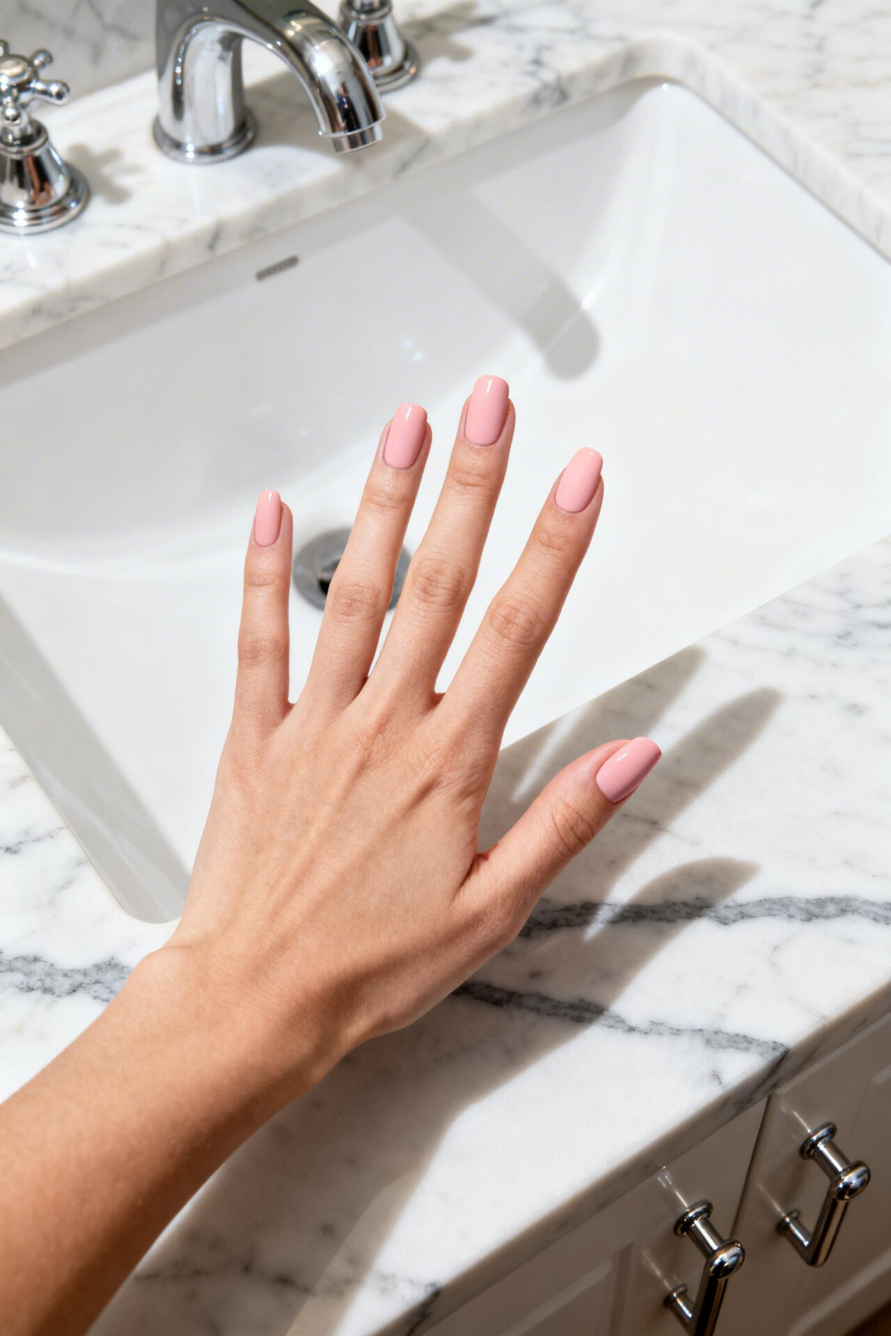 Light Pink Cat Eye Nails matte round