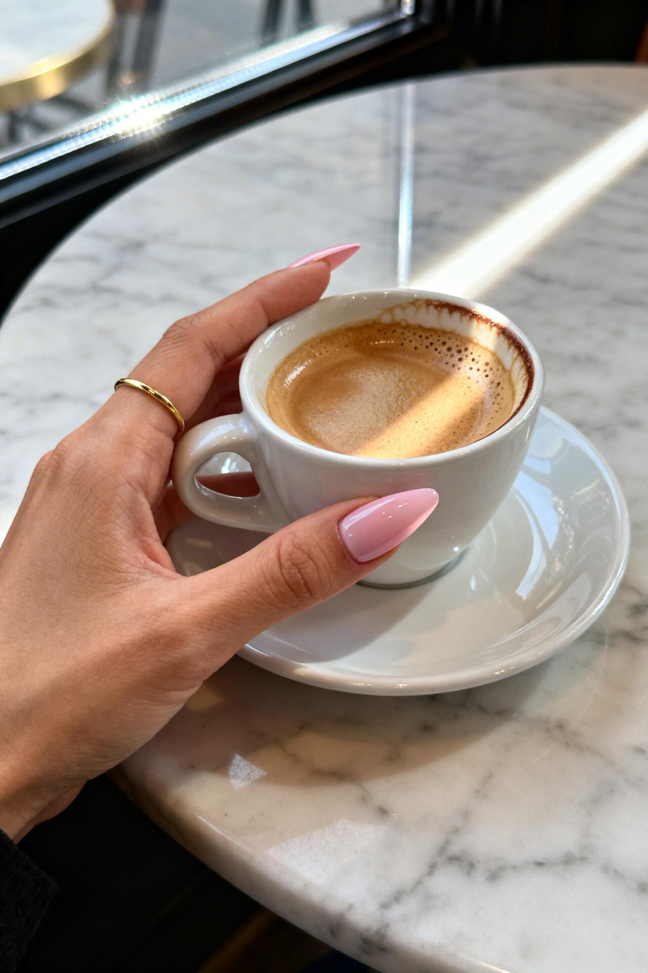 Trendy Nails 2025 - light pink chrome stiletto