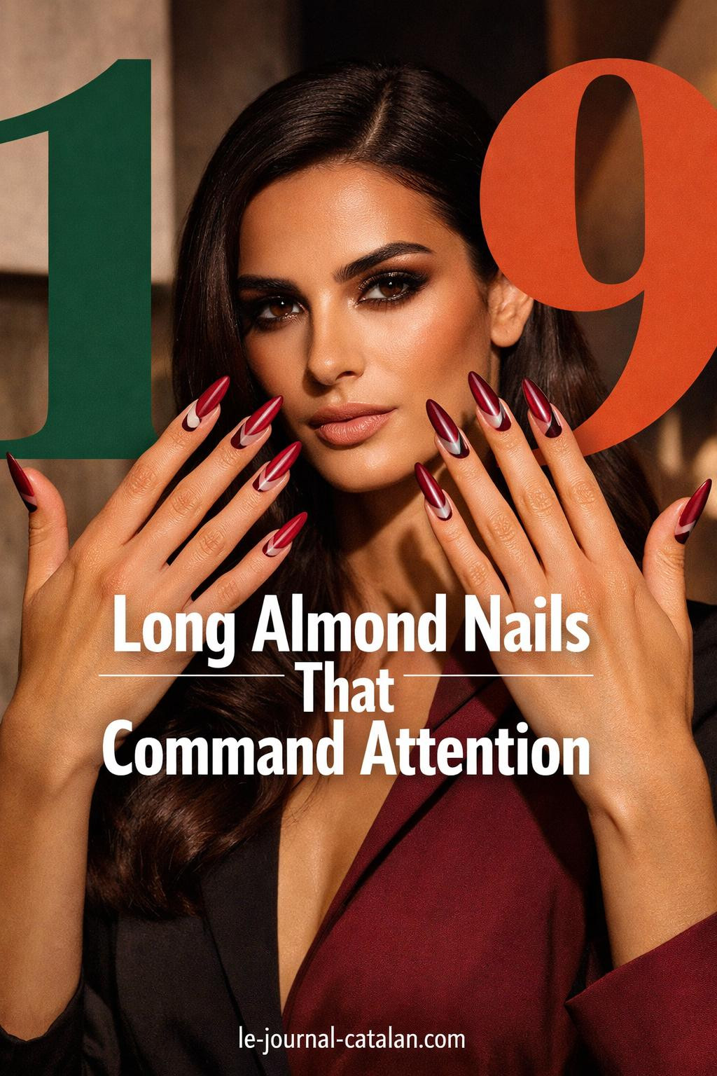 Sophisticated wine burgundy manicure with geometric negative space accents and mixed matte-glossy finish on perfectly shaped almond nails