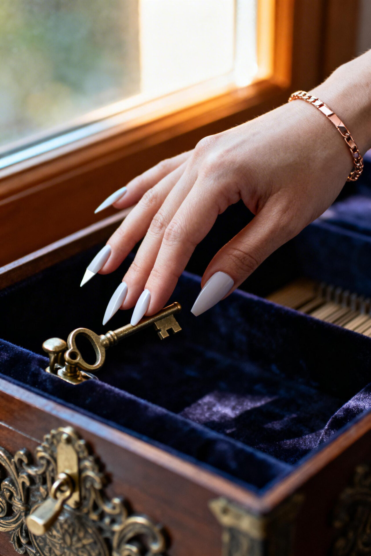 Long Square Acrylic Nails - elegant matte