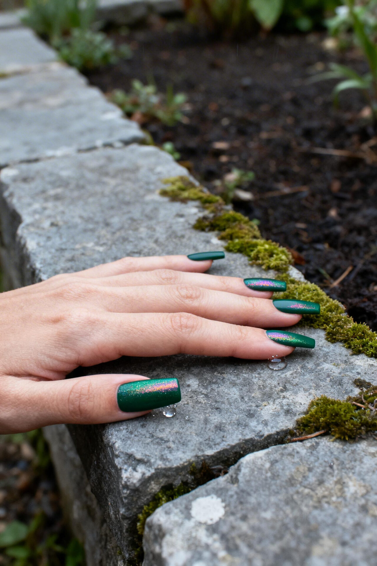 Long Square Acrylic Nails - jade aura elegant