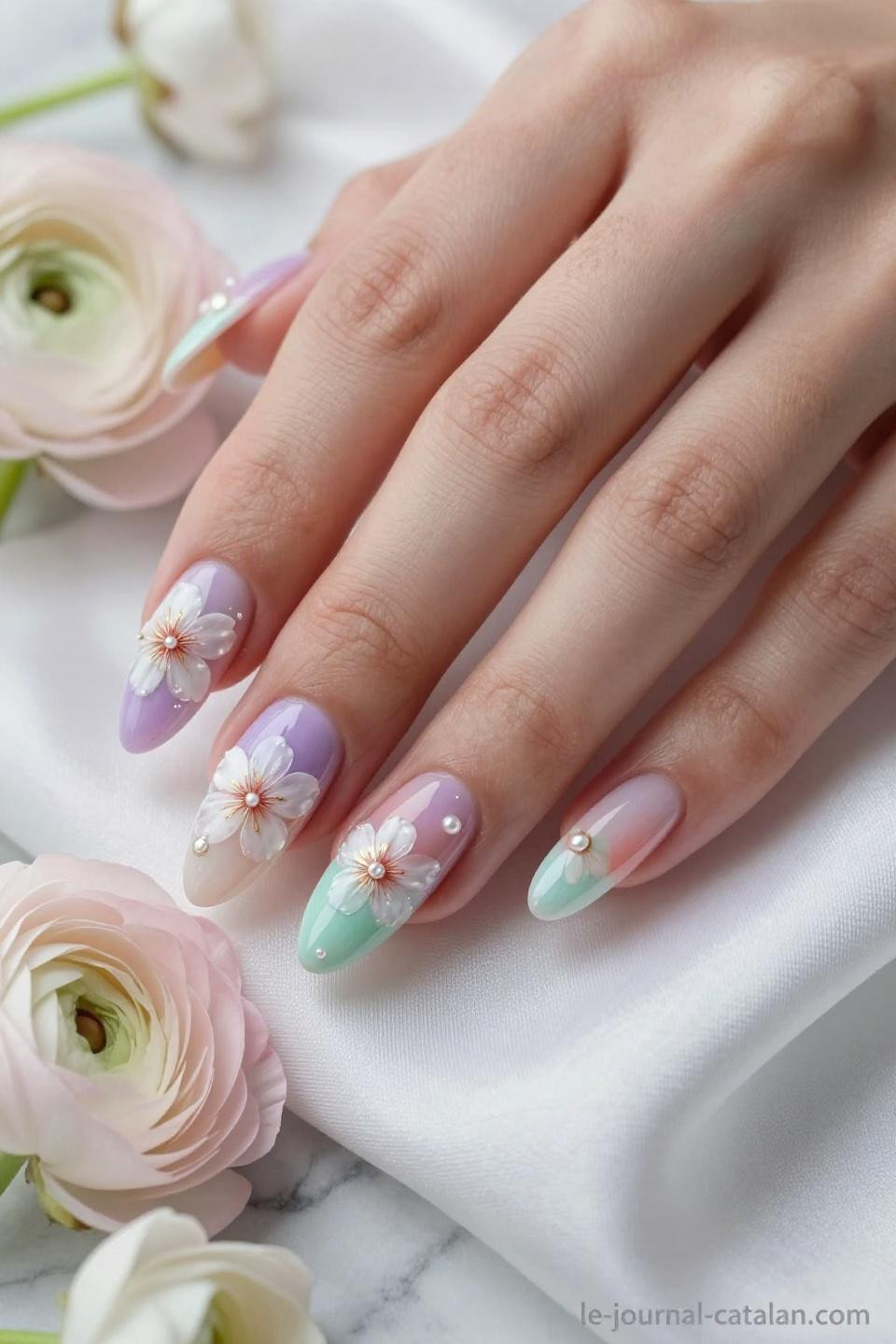 March Gel Nails Ideas spring rain reflection nail designs