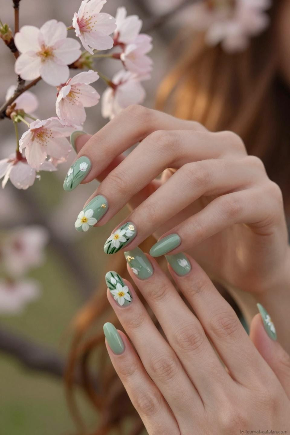 March Acrylic Nails Designs garden-inspired floral nail art