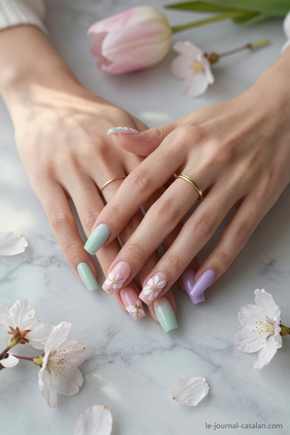 Cute Nails For March pastel minimalist nail art designs