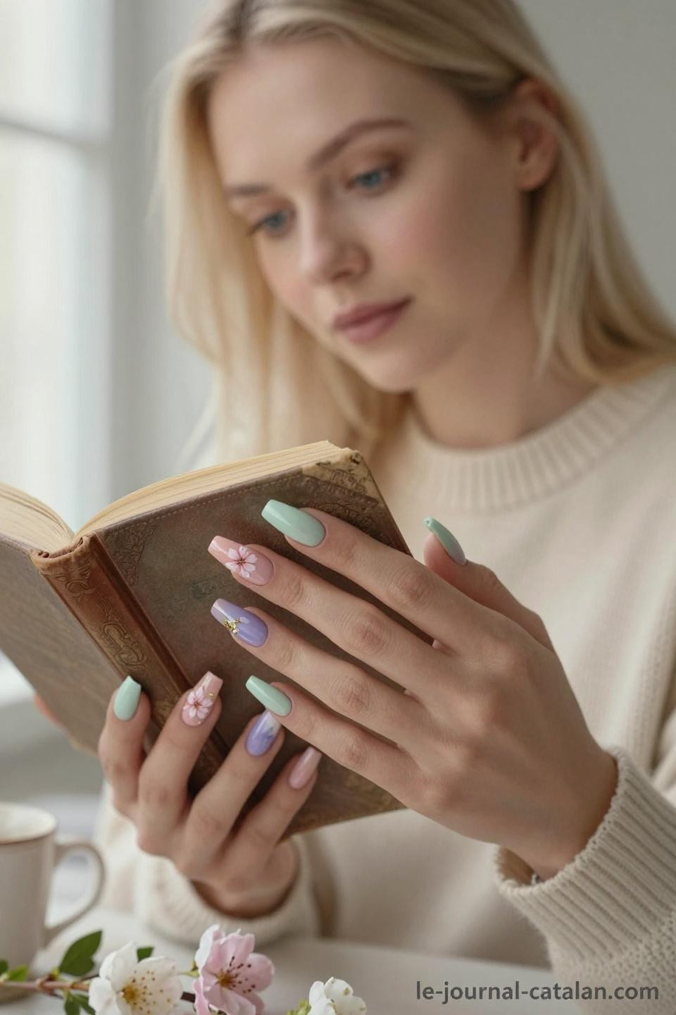 March Nail Designs Spring lavender field inspired nail art
