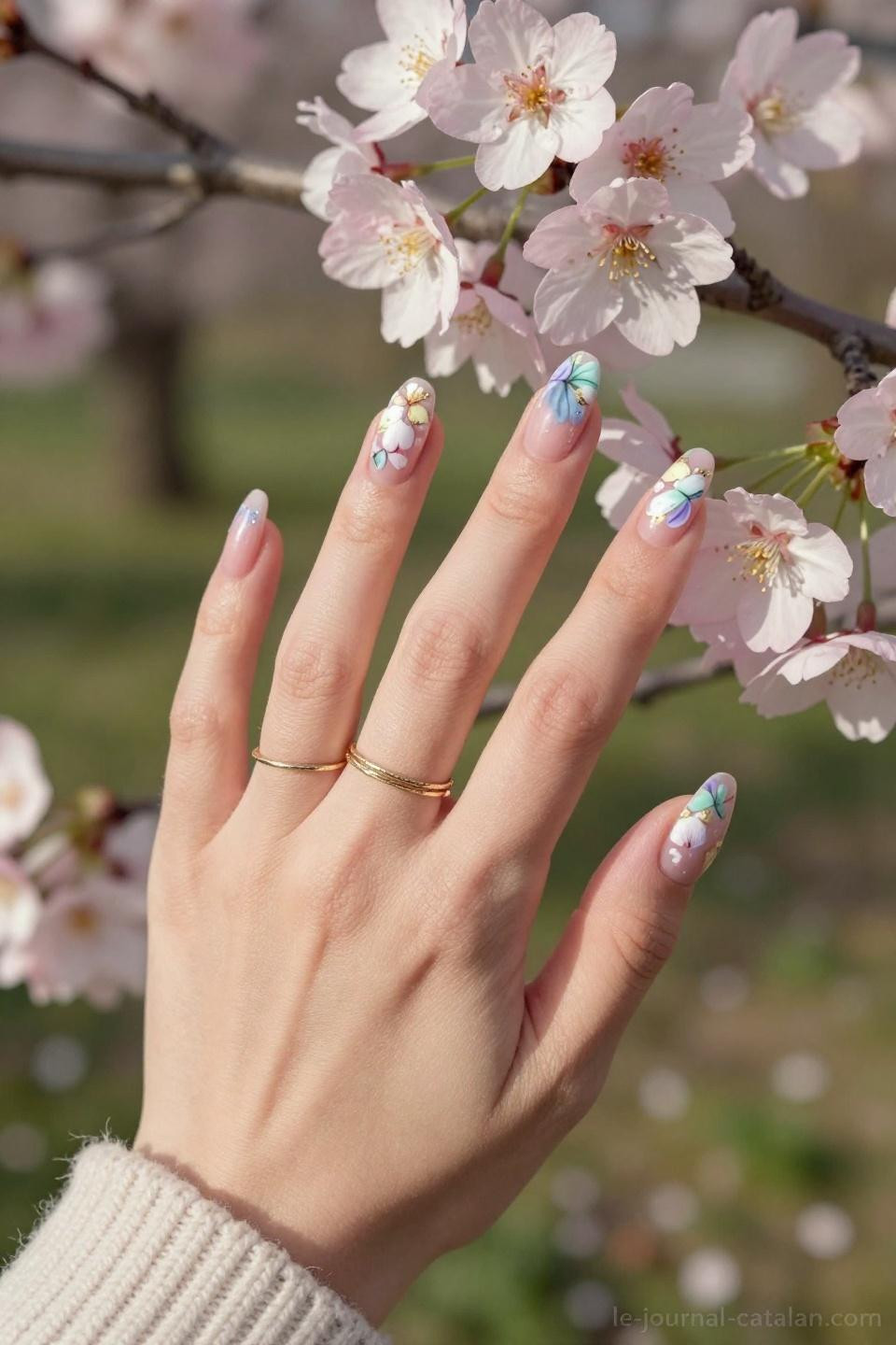 March Nail Inspo magnolia blossom luxury nail art