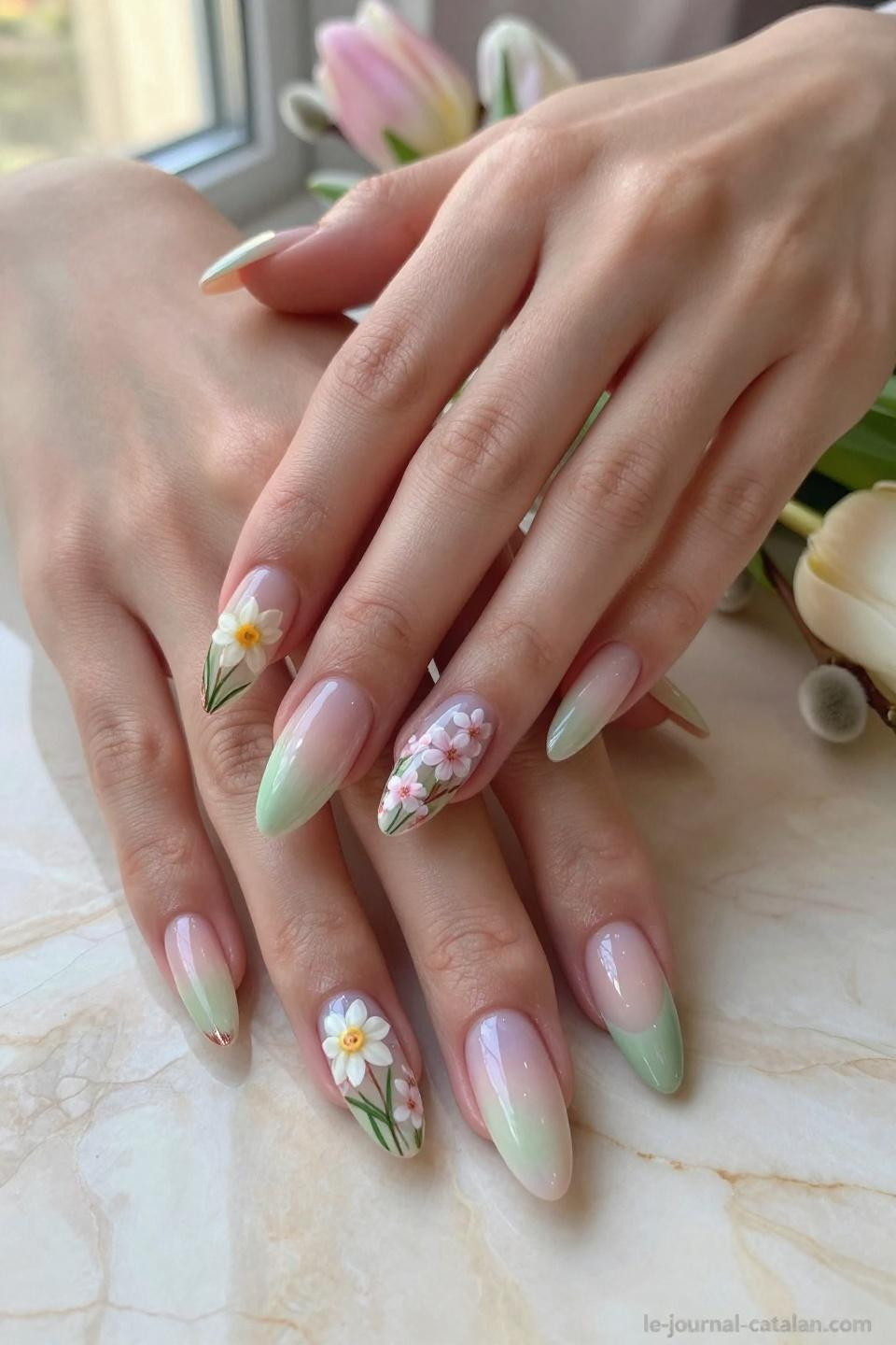 March Nails Ideas Simple abstract spring meadow designs