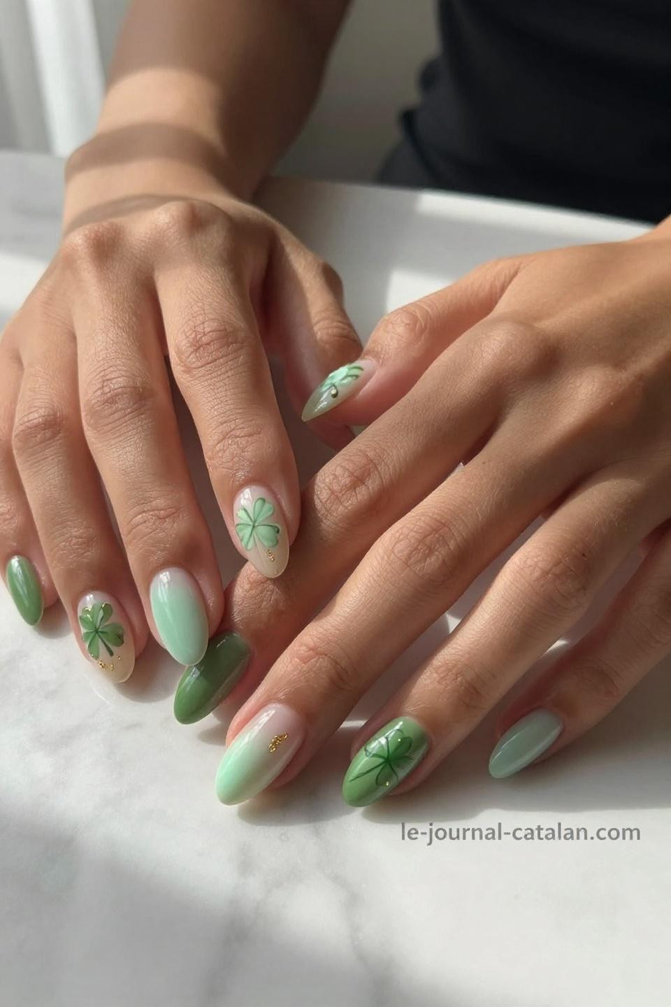 march nails colors fresh mint monochrome on Brazilian hands