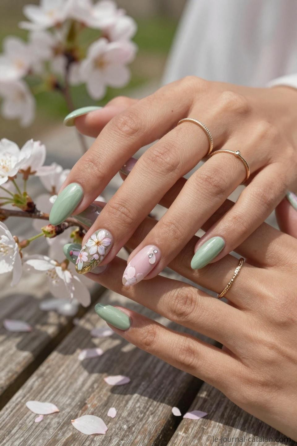 march nails ideas spring botanical nail art with garden flowers