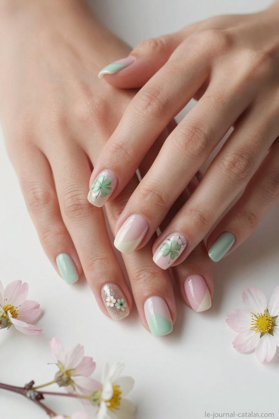March nails with vintage spring aesthetic