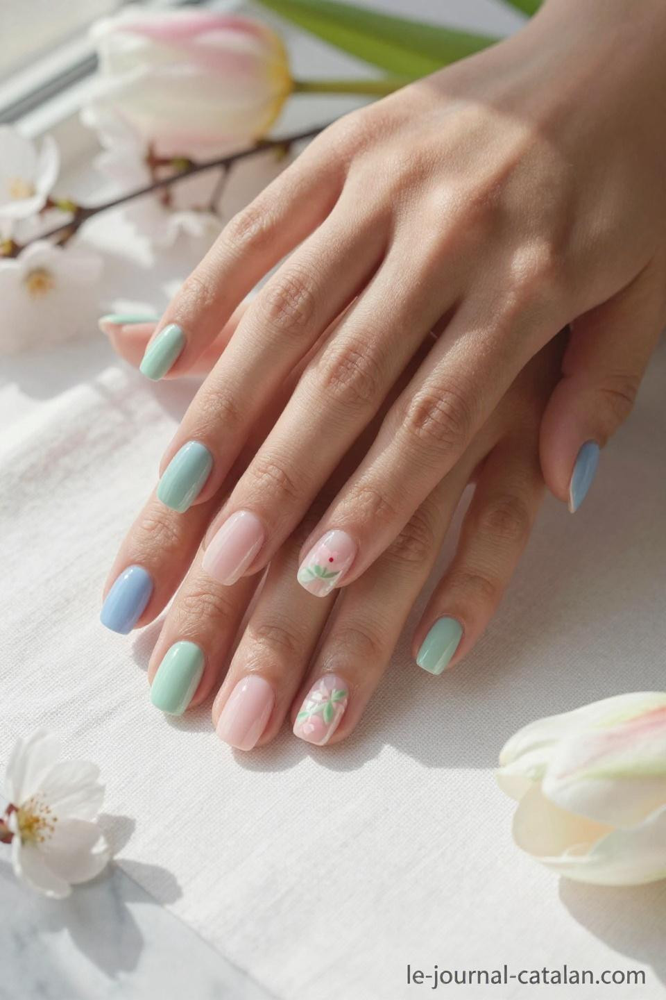 March Short Nails with practical spring elegance