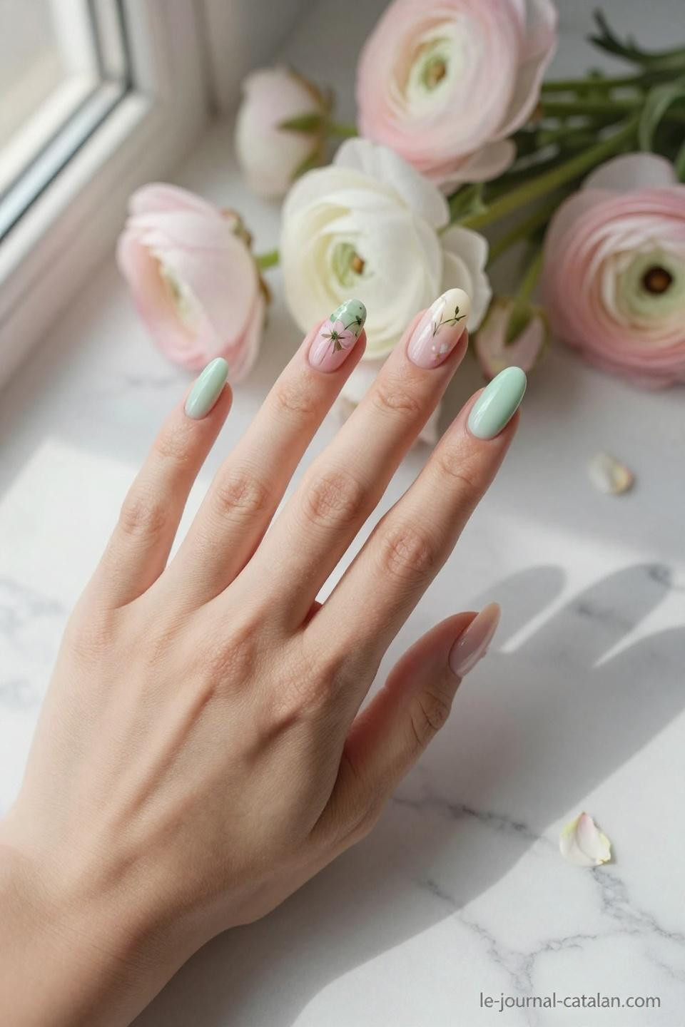 March nails with contemporary minimalist spring style