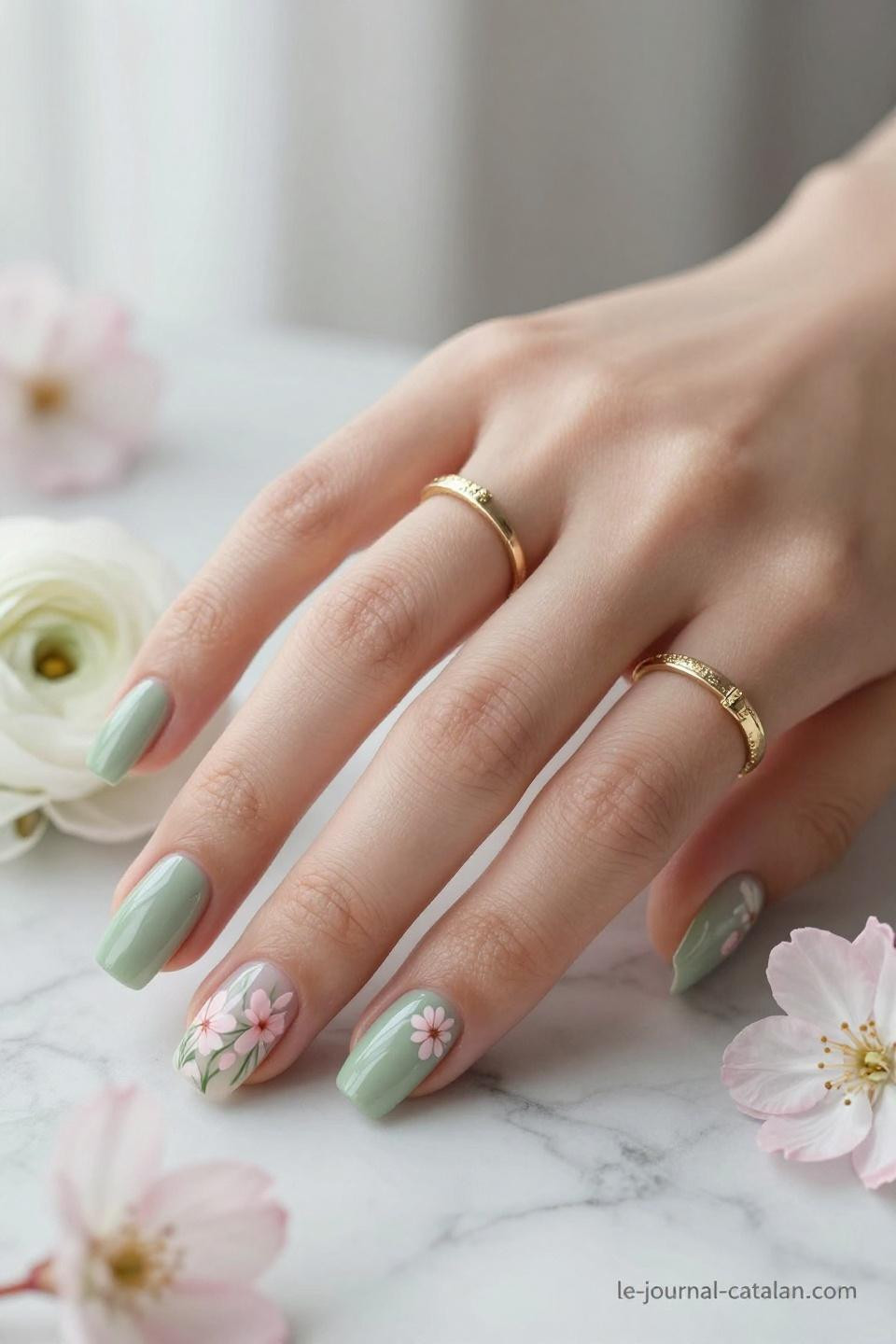 March Nails Ideas Simple featuring cream French tips with pearl overlay
