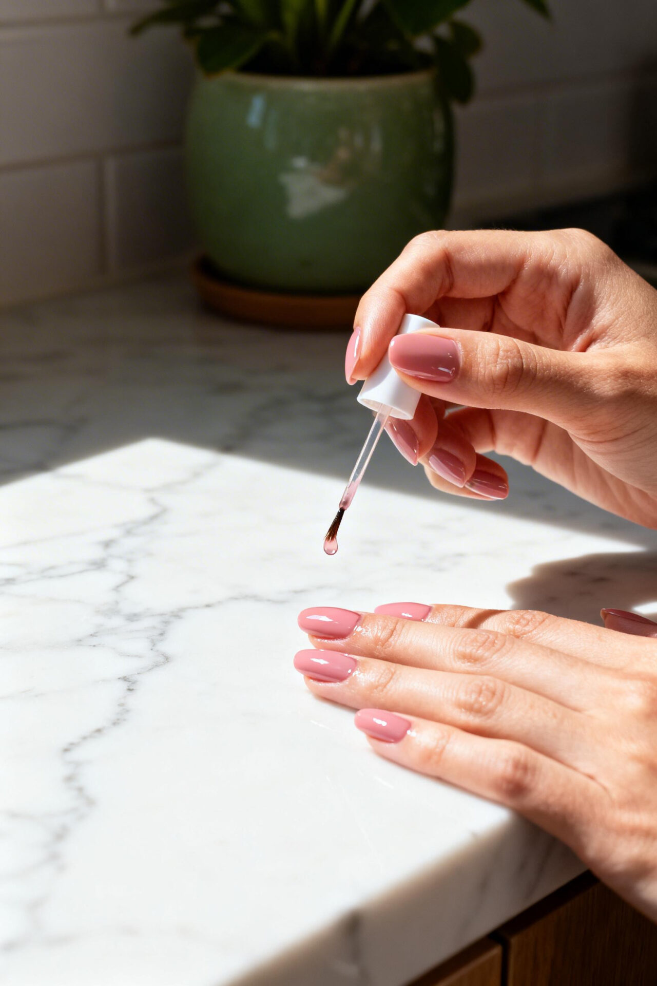 Milky pink nails gel