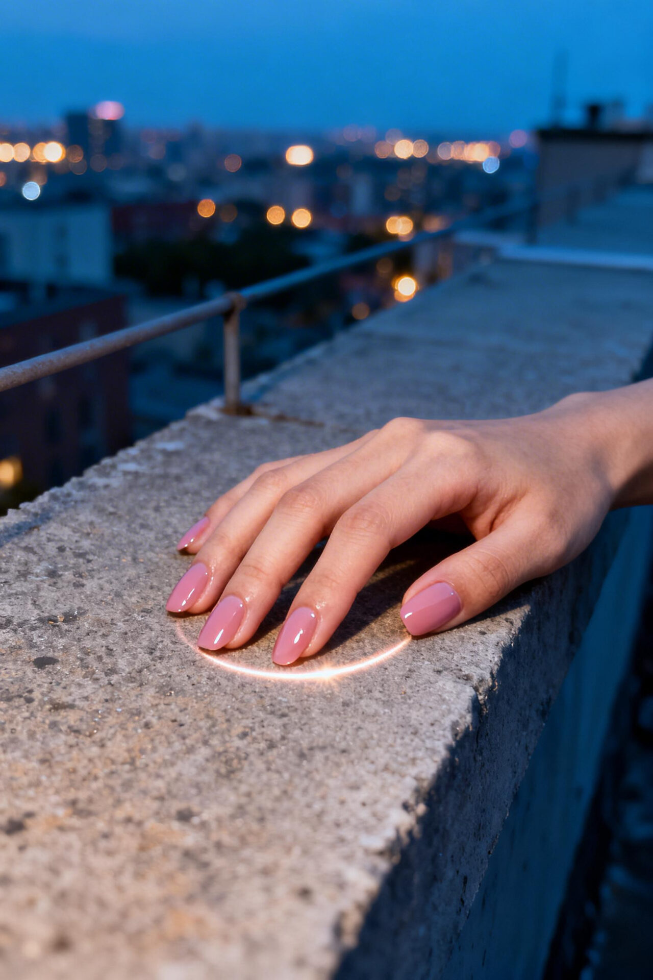 Milky rose almond nails rooftop