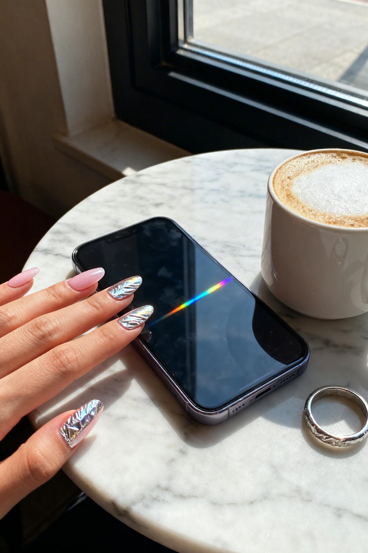 Light pink almond nails design