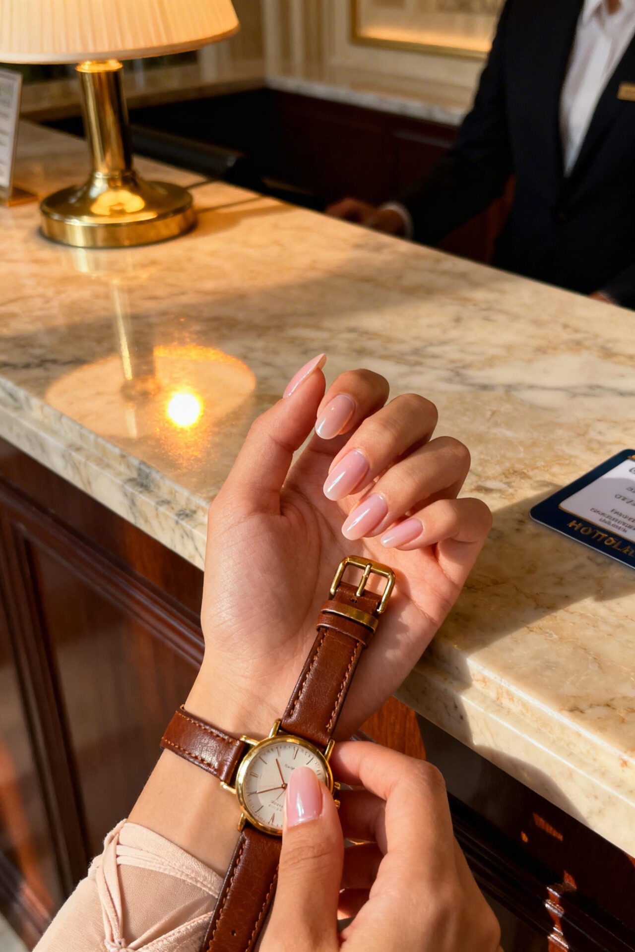 Milky rose nails almond