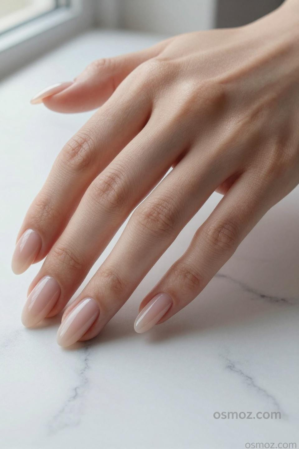Nude Almond Nails translucent