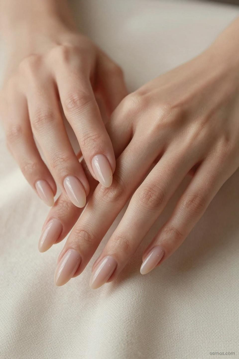 Nude Almond Nails milky rose
