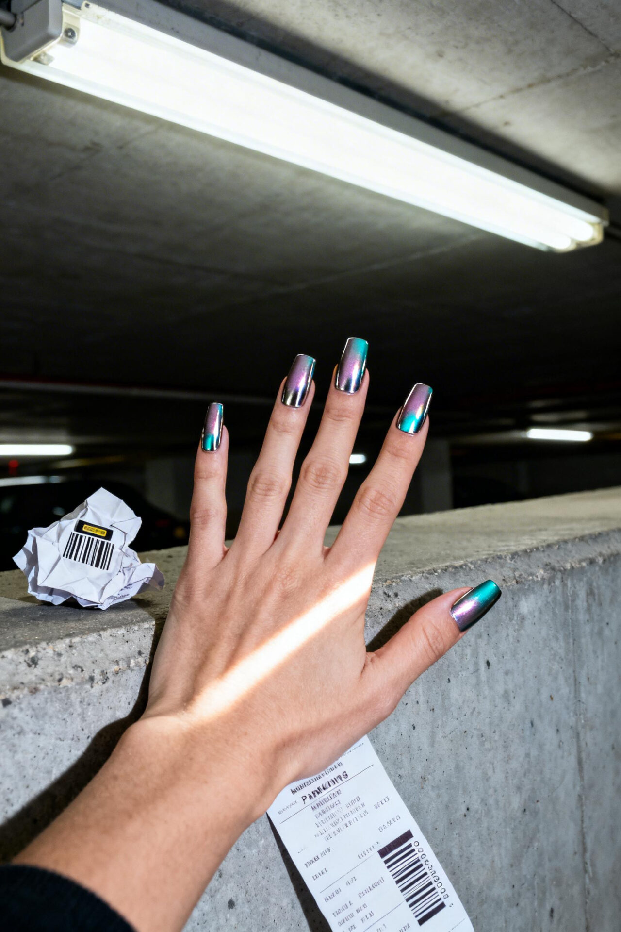 Ombre Cat Eye Nails - chrome coffin design