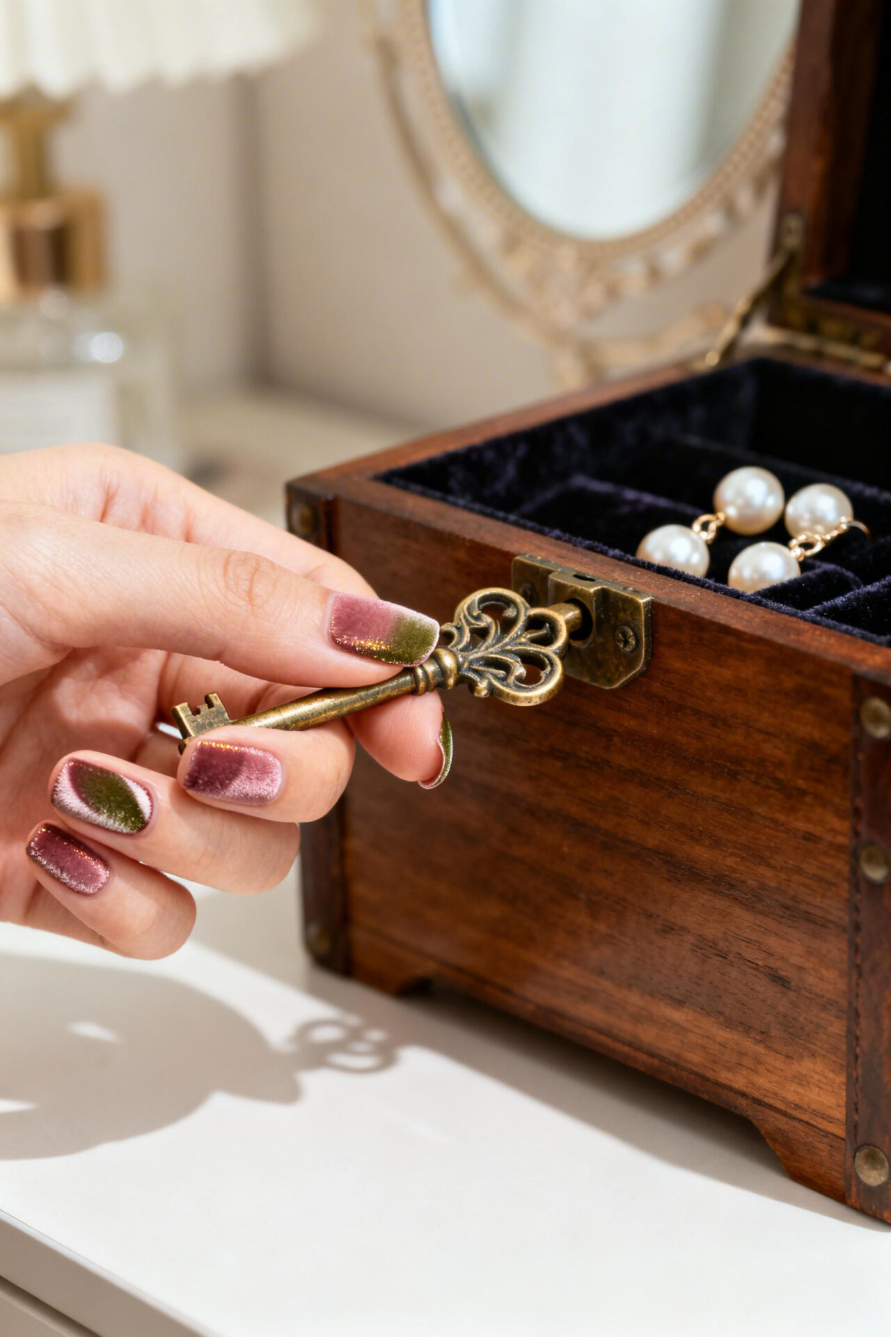 Cute Cat Eye Nails - dusty rose velvet
