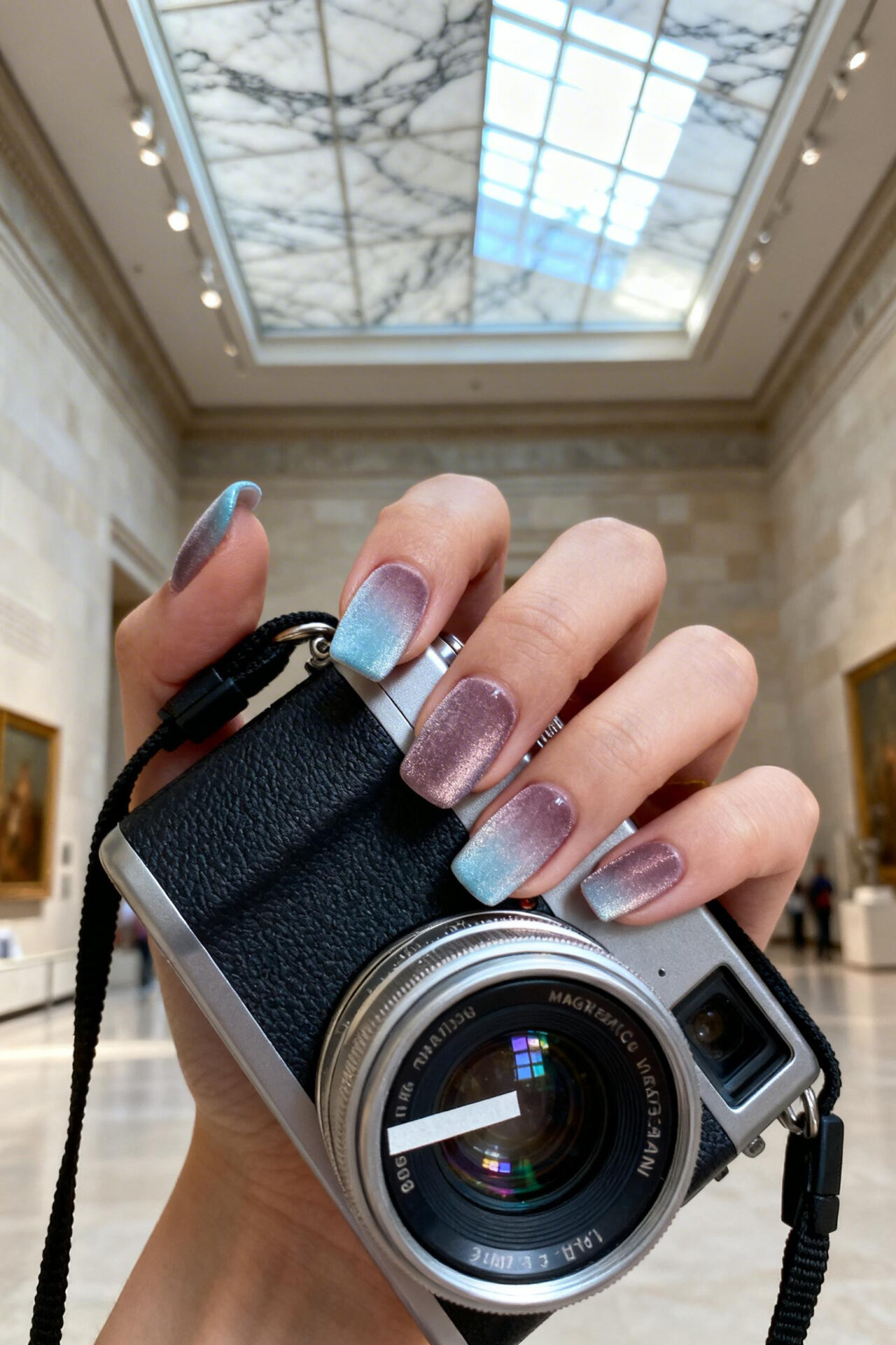 Cats Eye Nails Design Ideas - pastel squoval