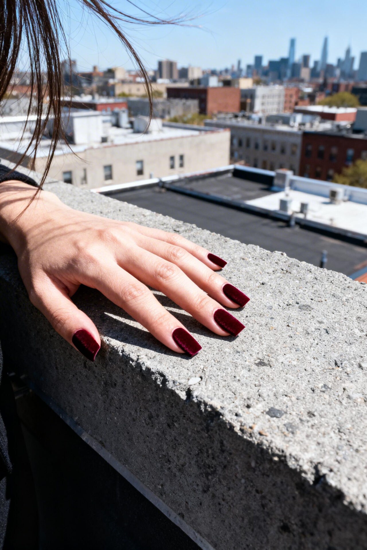 Pretty Square Nails - oxblood burgundy matte