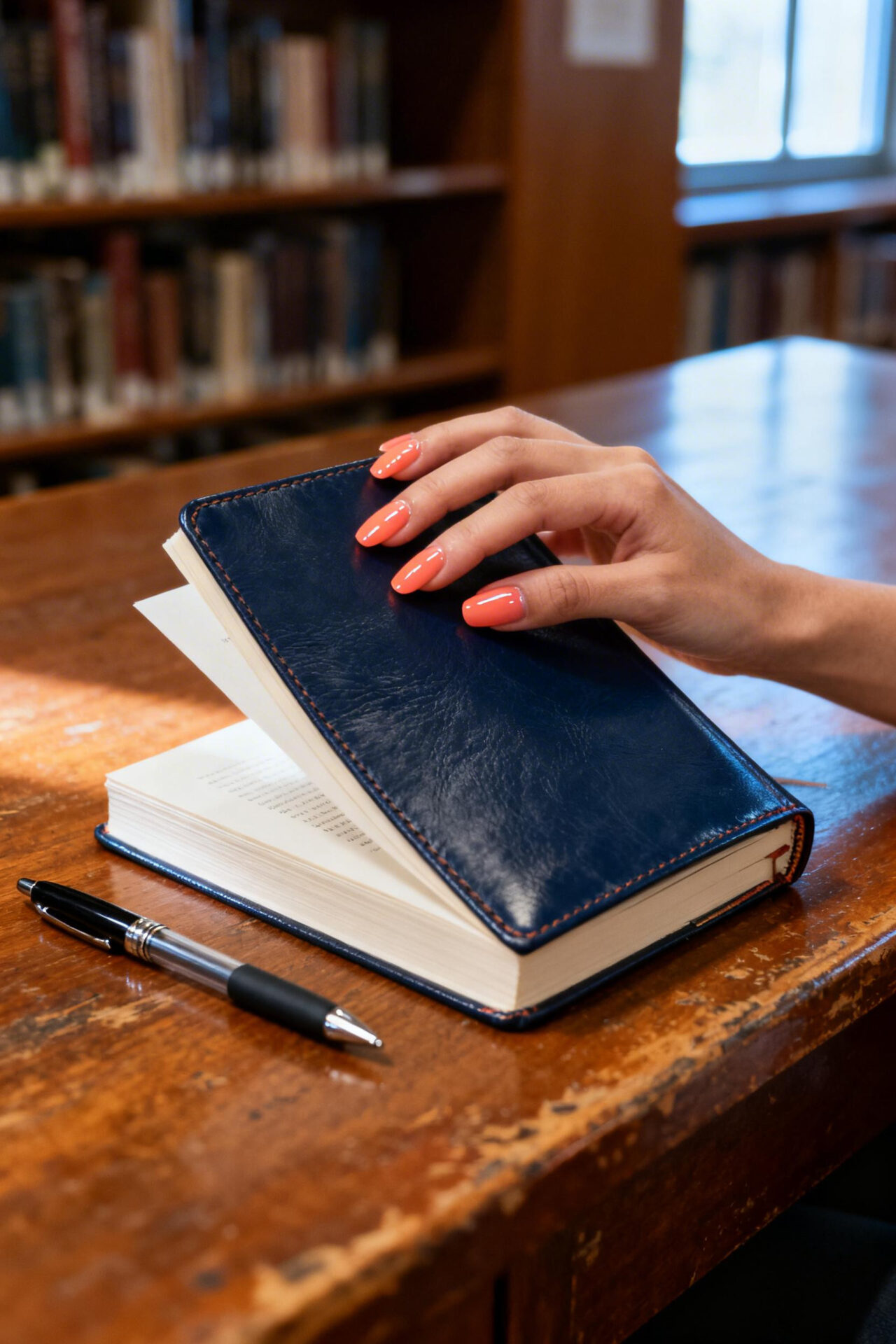 Pretty Almond Nails - peachy coral gloss