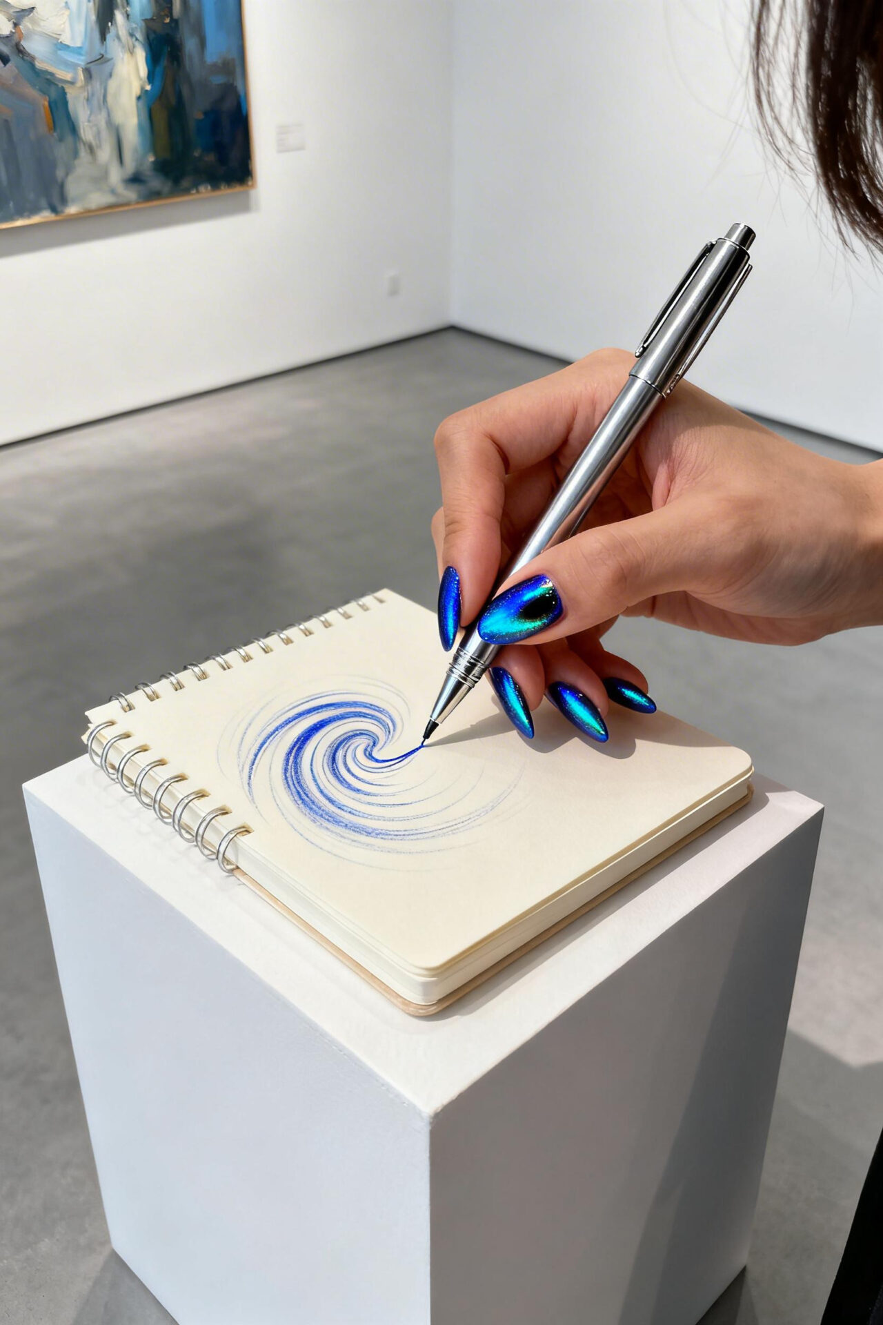 Pink cat eye nails almond acrylic