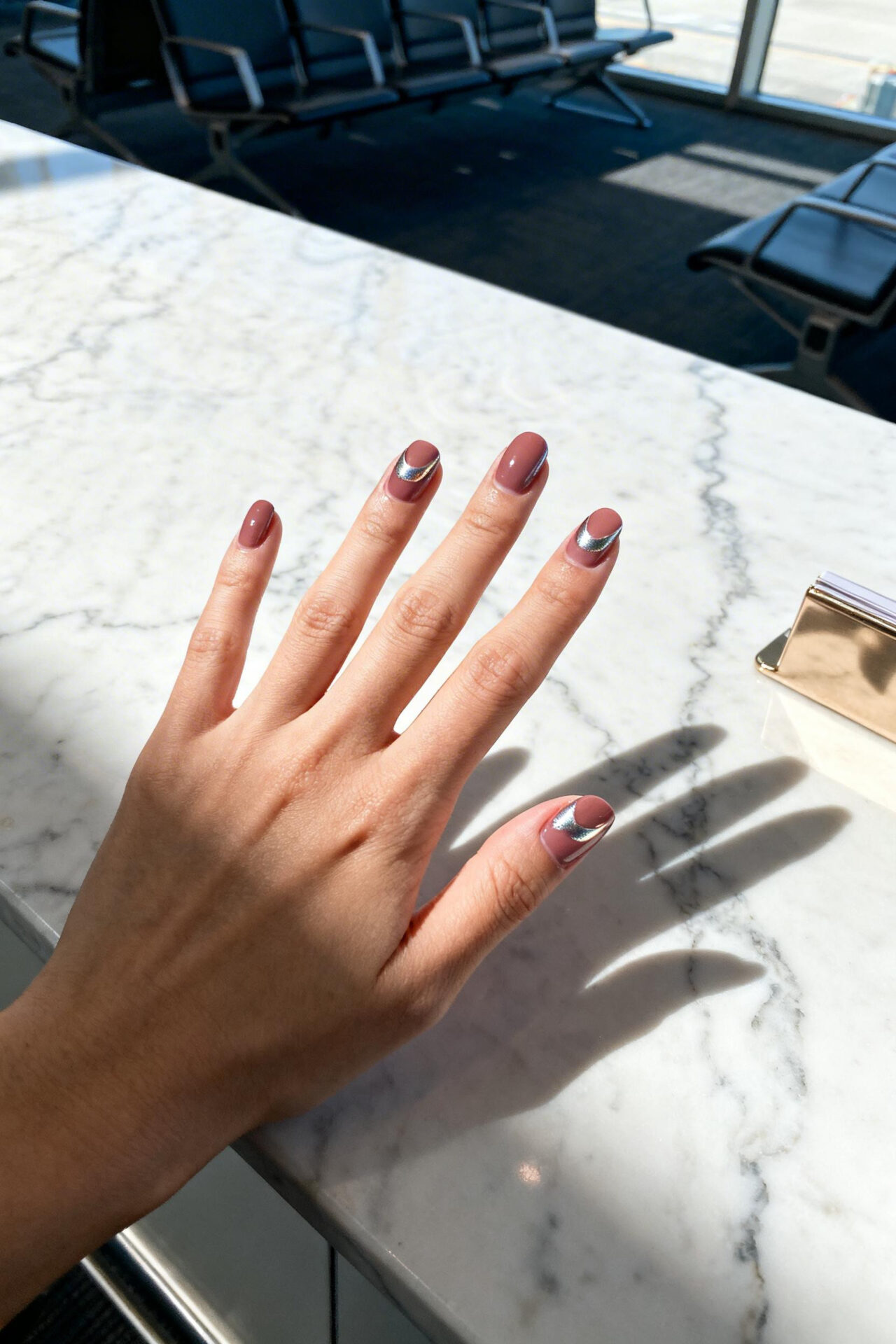 Pink cat eye nails chrome glitter acrylic