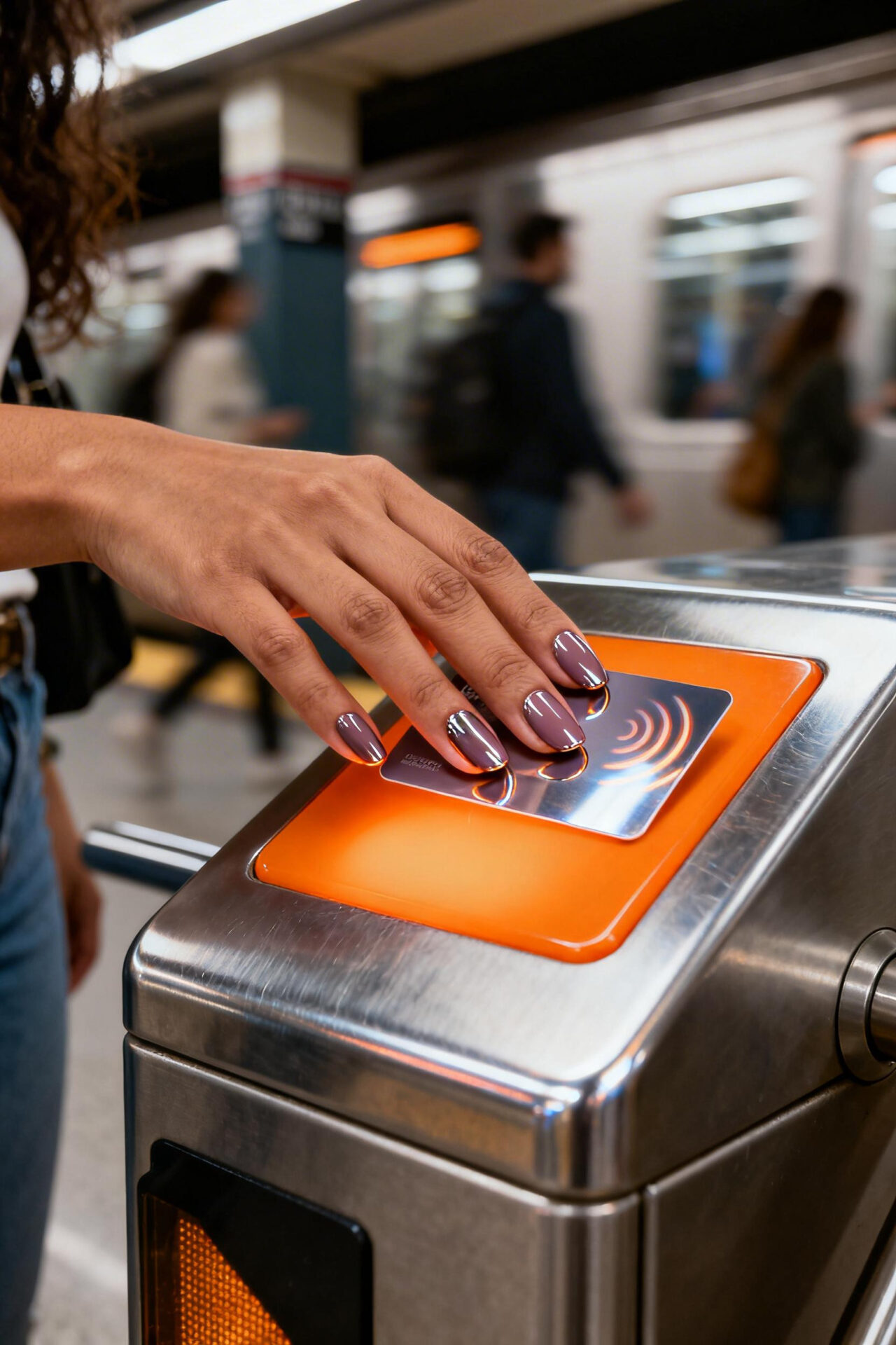 Pink cat eye nails oval chrome design