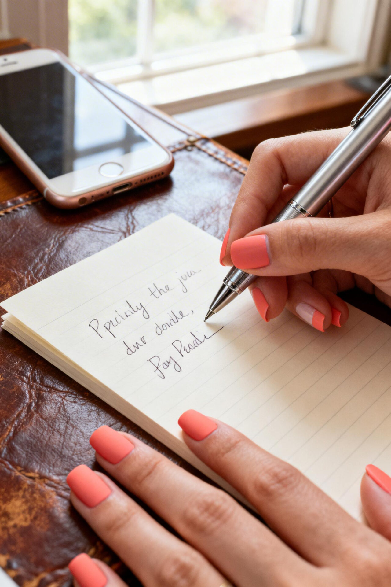 Light Pink Nails - salmon coral matte