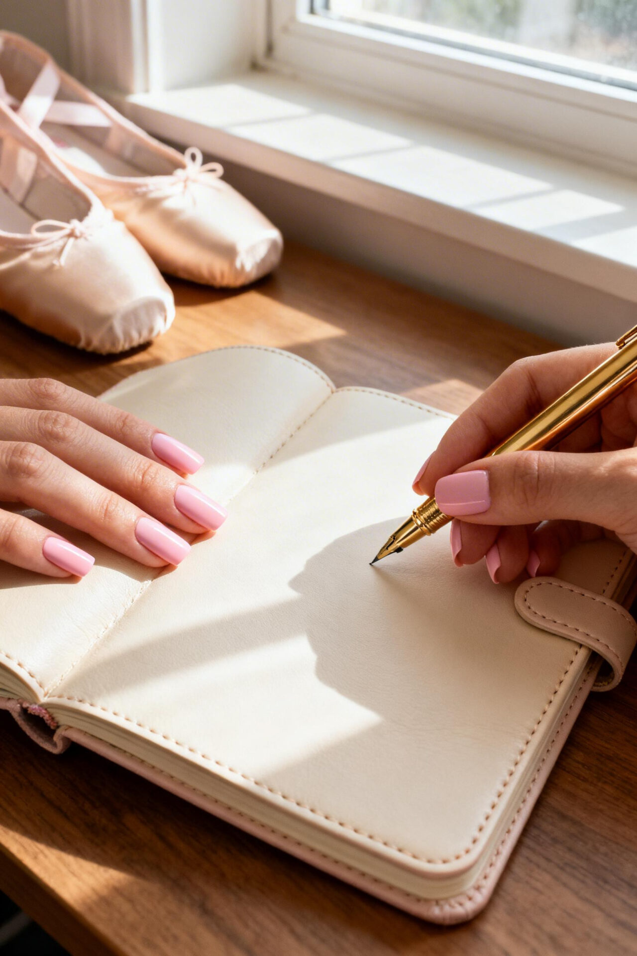 Short Pink Acrylic Nails - ballet satin