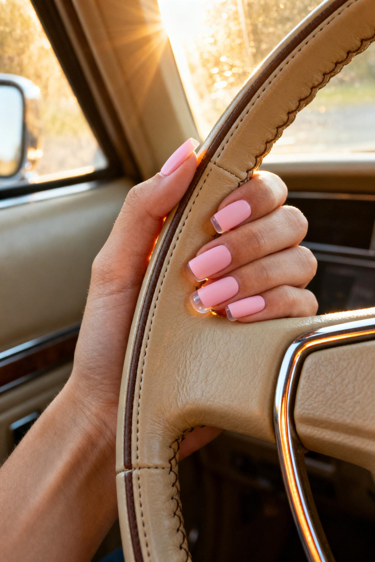 Square Nail Designs - milky satin