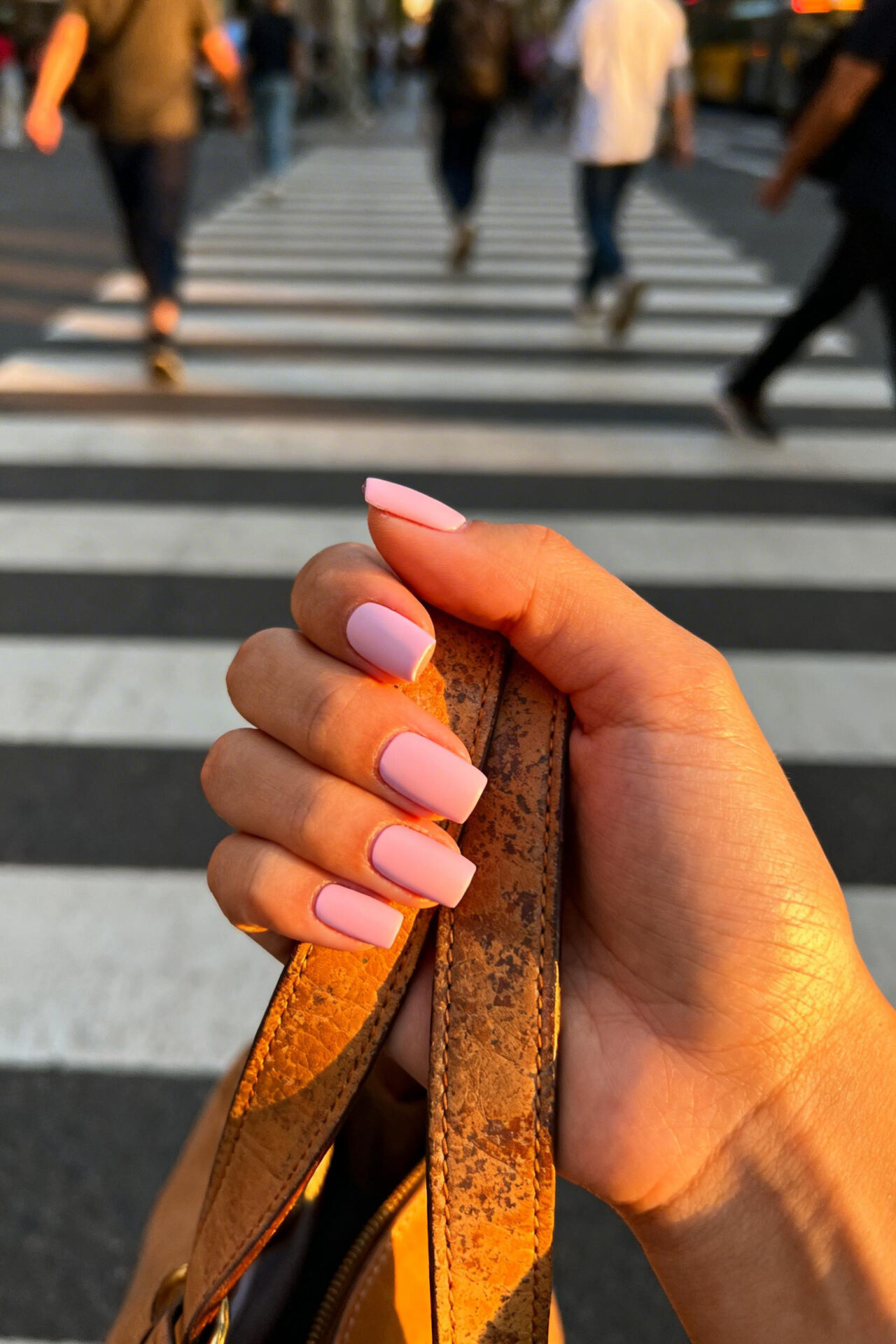 Short Square Acrylic Nails - pastel satin