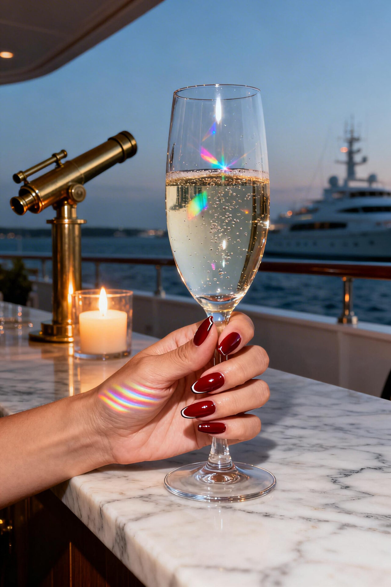 Cherry Cat Eye Nails - glossy almond