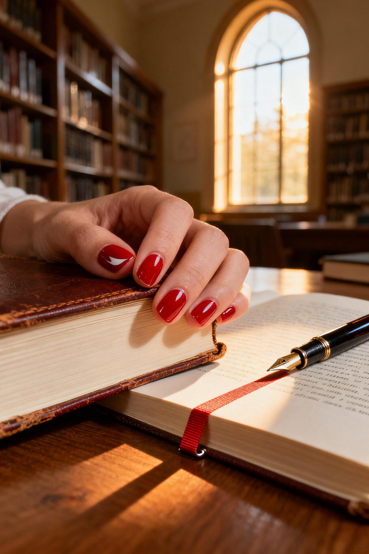 Dark Cherry Red Nails - round short