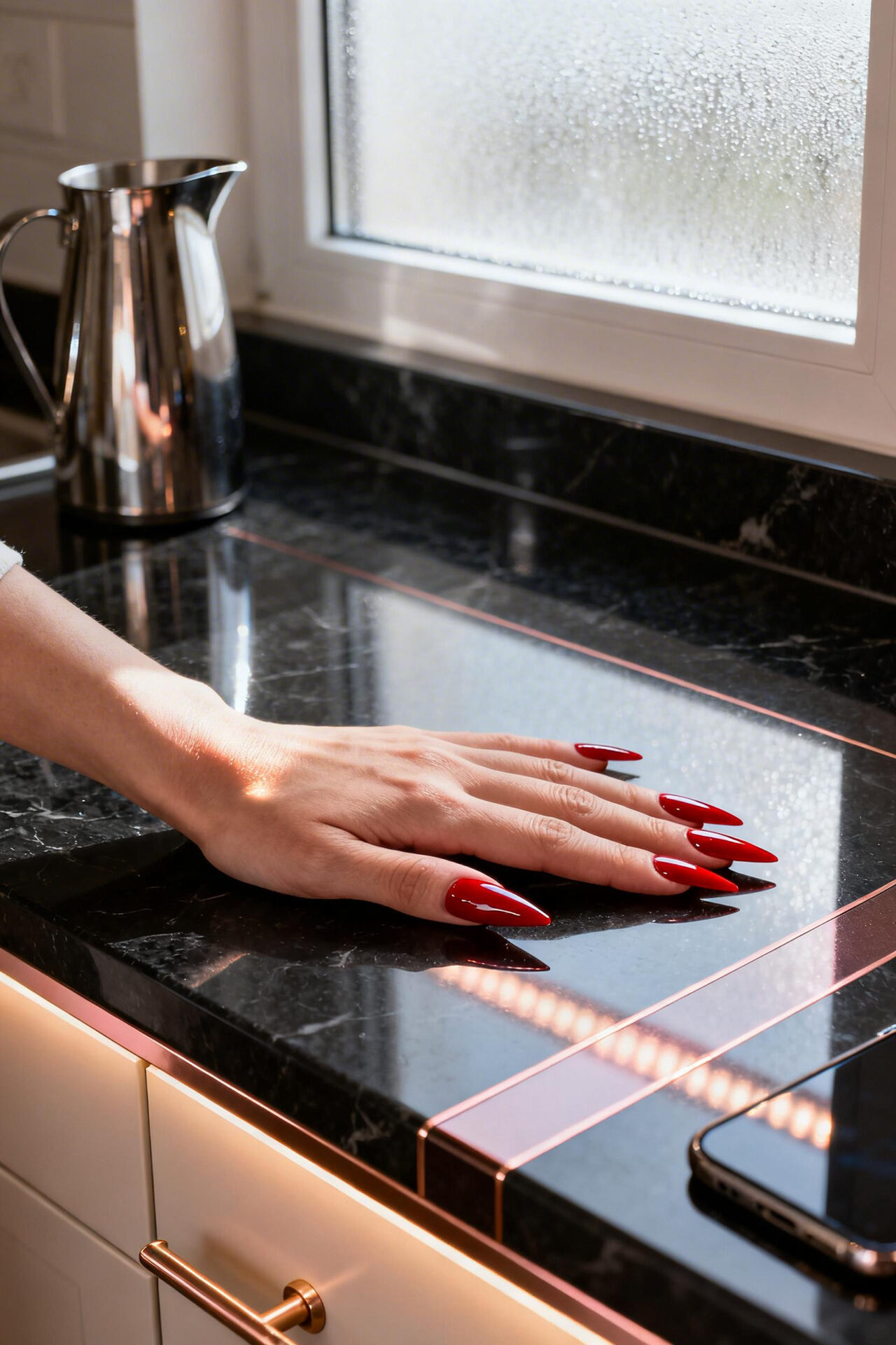 Dark Feminine Nails - scarlet stiletto